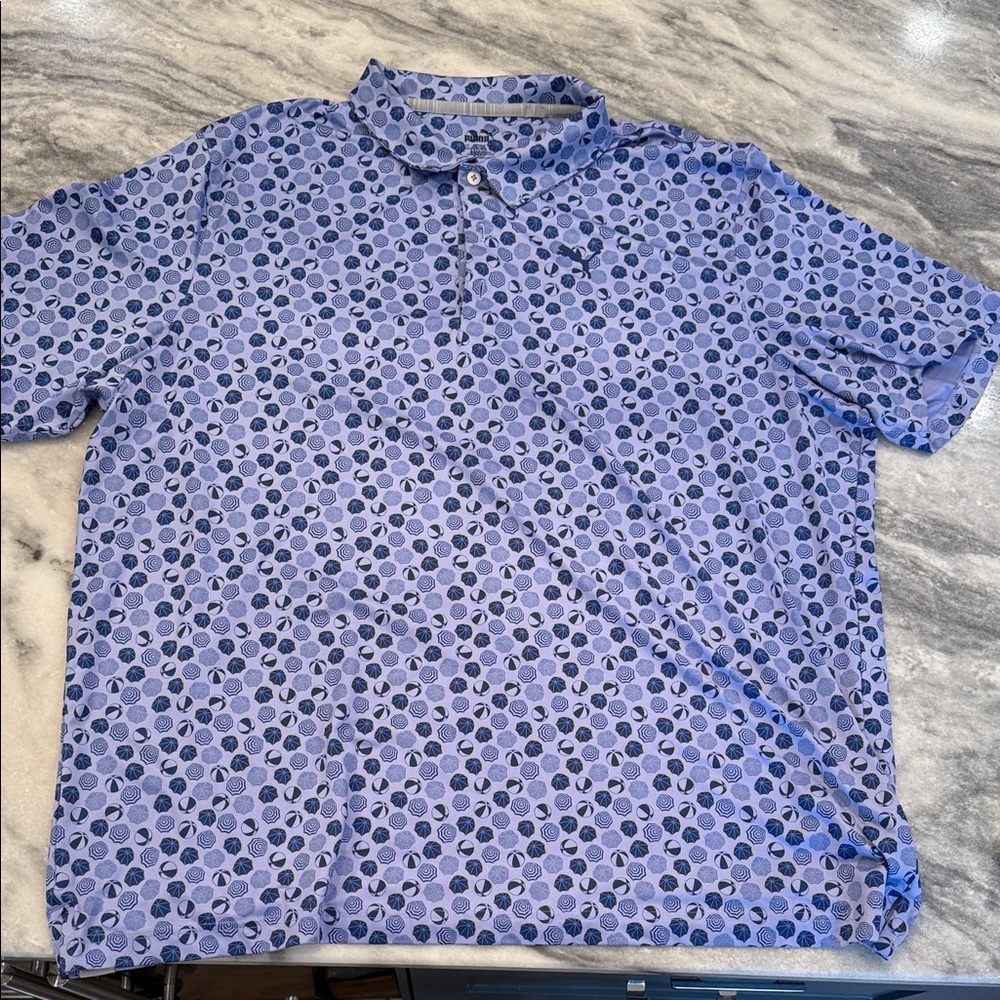 Men's Blue Patterned Polo Shirt